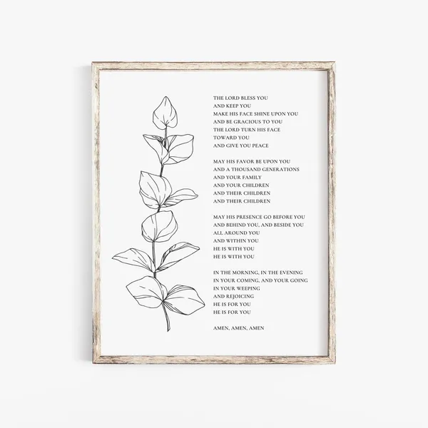 The Blessing Numbers 6:24-26 Botanical Art Print