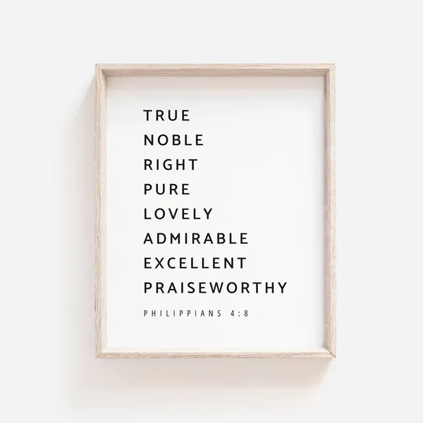 Philippians 4:8 Bible Verse Wall Art Print