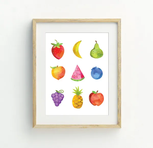 Minimalist Fruit Kitchen Wall Art, Art Print