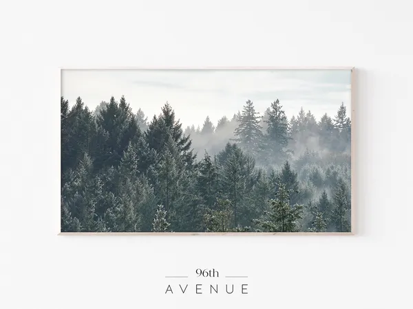 Foggy Forest Scandinavian Landscape Art Print