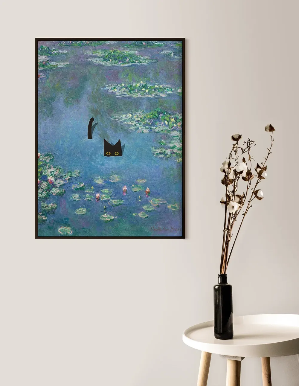 Monet-Inspired Waterlily Cat Art Print - Image 2