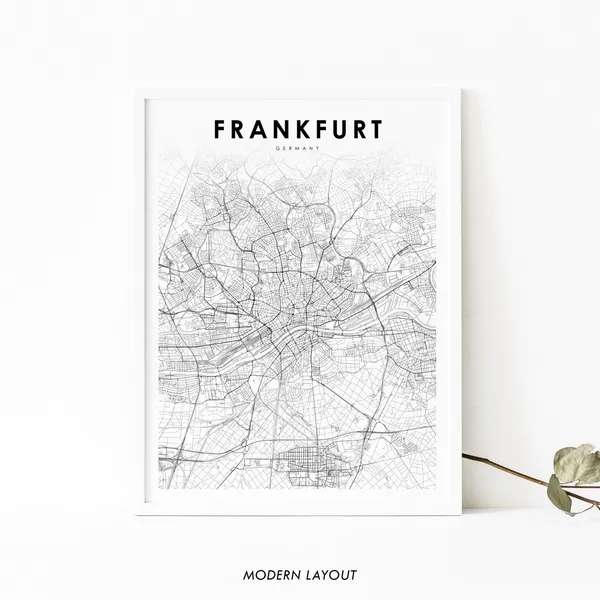 Frankfurt Germany Map Print Poster, Nursery Room Decor