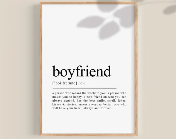 Boyfriend Definition Art Print, Gift For Him