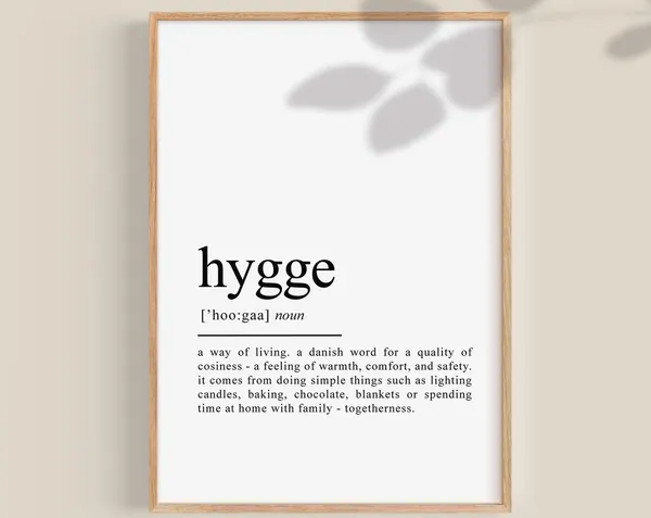 Hygge Definition Print, Scandinavian Typography Art