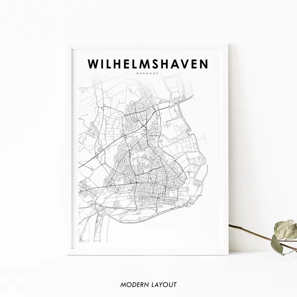 Wilhelmshaven Germany Map Art Print, Lower Saxony