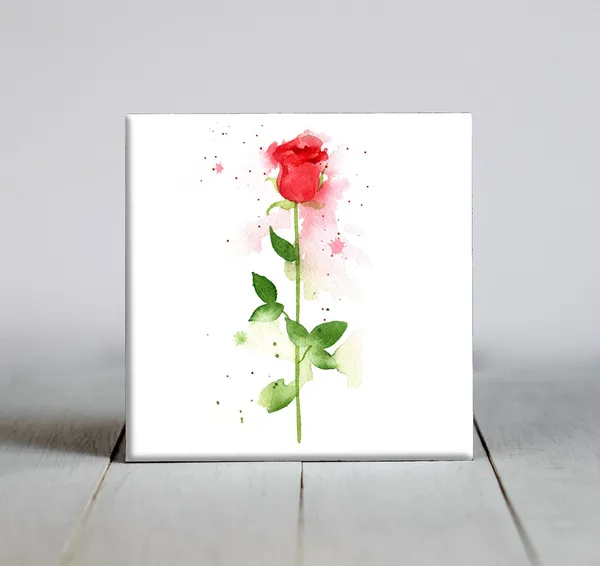 Red Rose Ceramic Tile Flower Botanical Art Print