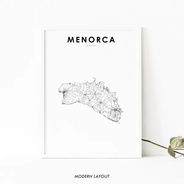 Menorca Spain Map Print, Balearic Islands Art