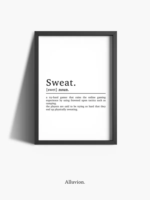 Sweat Definition Gamer Poster, Gaming Bedroom Decor