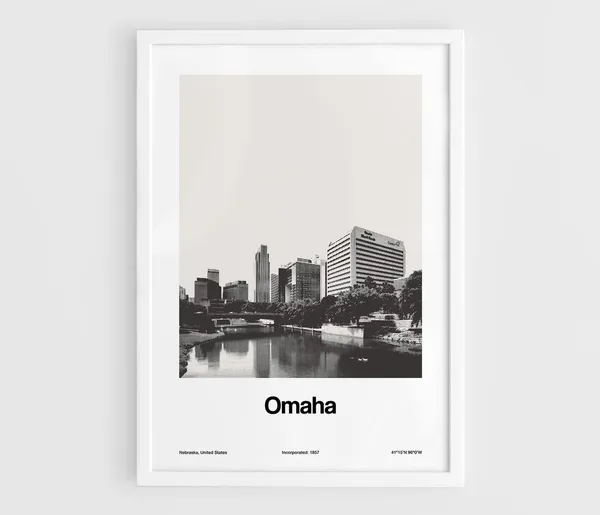 Omaha Nebraska Skyline, Minimalist City Poster