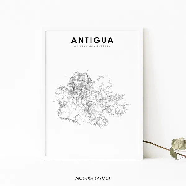 Antigua and Barbuda Map Poster, St Johns City Street