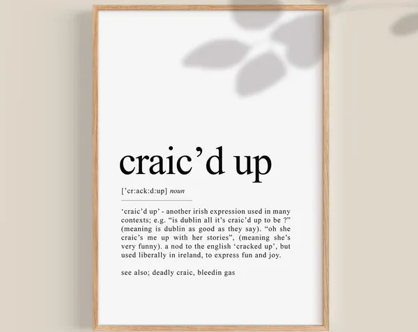 Craic'd Up Ireland Travel Poster, Funny Irish Wall Art