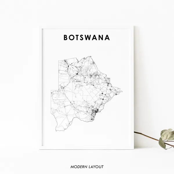 Botswana Map Poster, Nursery Room Wall Decor