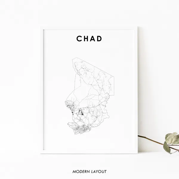 Chad Map Poster, Country Road Nursery Decor