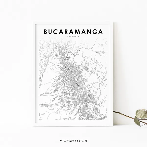 Bucaramanga Colombia Map Print, City Art Poster