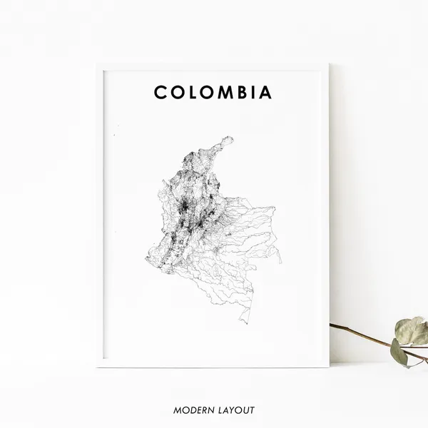 Colombia Map Print, Bogota Medellin Cali Poster