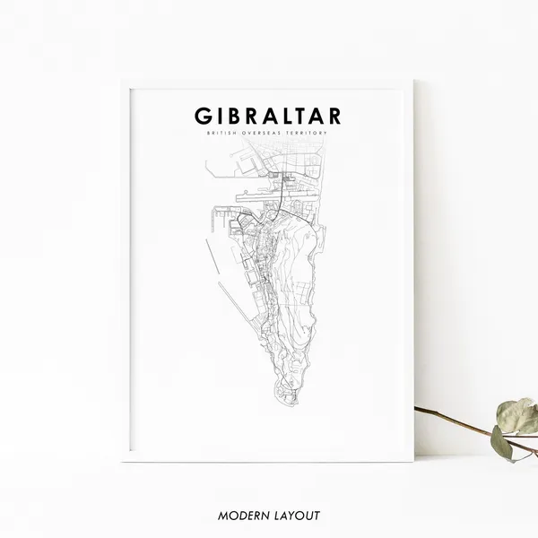 Gibraltar Map Print, Nursery Room Wall Art Poster