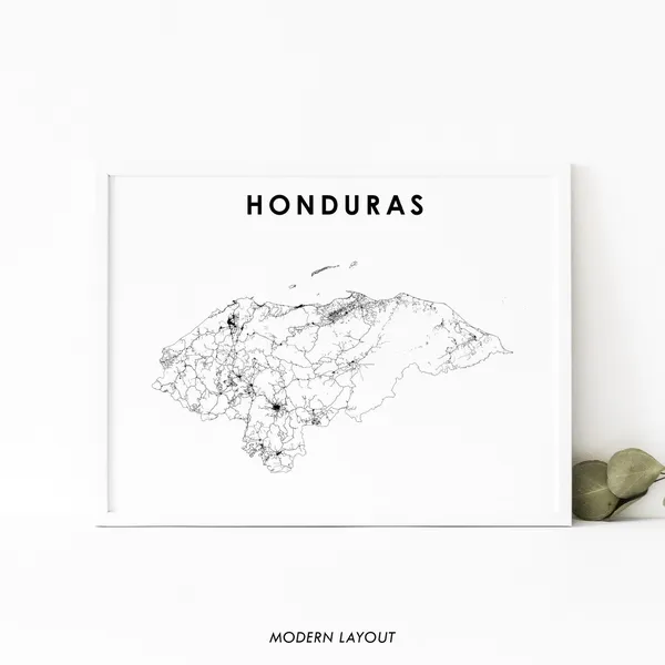 Honduras Map Print, Central America Travel Poster