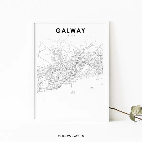 Galway Ireland Map Art Print, Gaillimh City Map