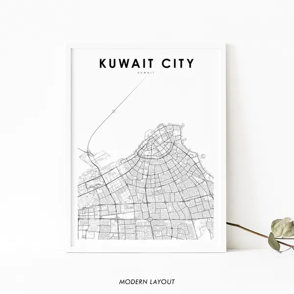 Kuwait City Map Print, Nursery Room Wall Decor