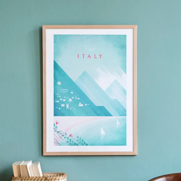 Italy Travel Poster Print, Minimalist Vintage Retro Style