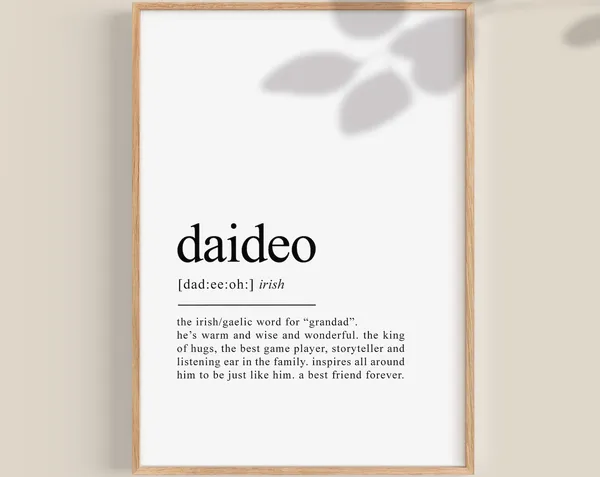 Daideo Definition Art Print, Irish Father's Day Gift