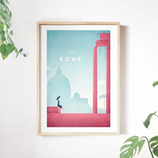 Rome Travel Poster, Minimalist Vintage Retro Style