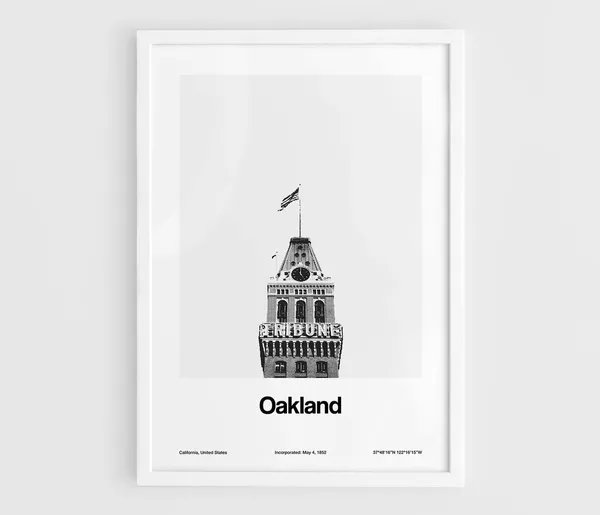 Oakland CA Poster, Tribune Tower Minimalist Art Print