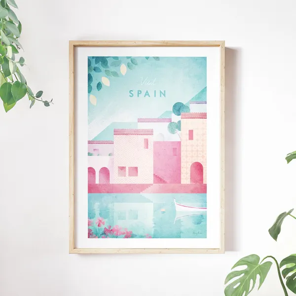 Spain Travel Poster, Minimalist Vintage Retro Style
