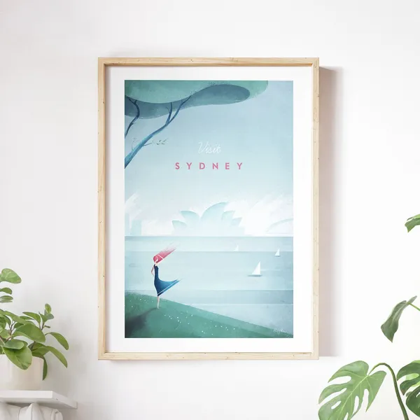 Sydney Vintage Travel Poster, Minimalist Travel Art