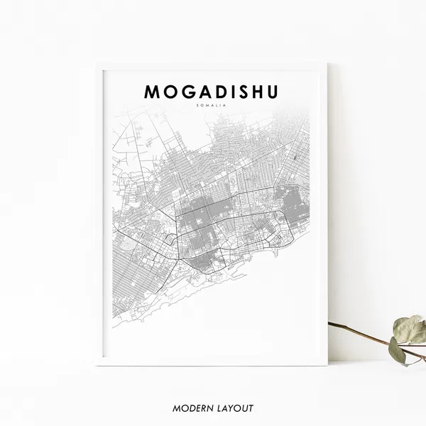 Mogadishu Somalia Map Art Print, Nursery Decor