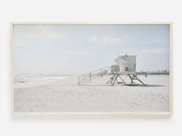 Lifeguard Tower Coastal Beach Art Print, Minimal