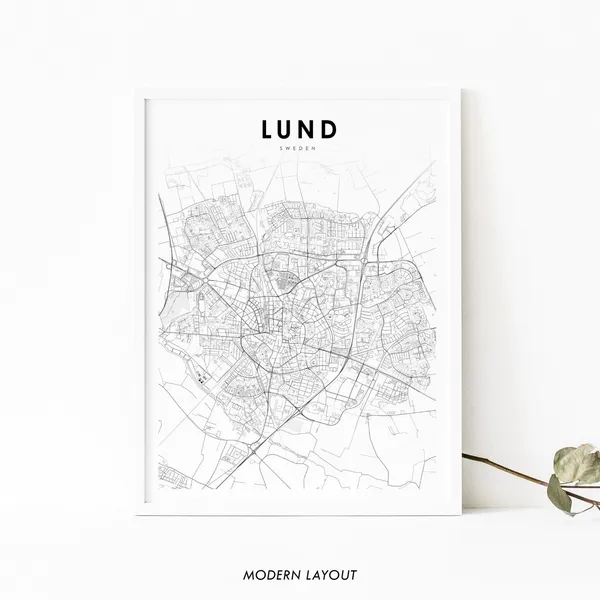 Lund Sweden Map Art Print, Scania County
