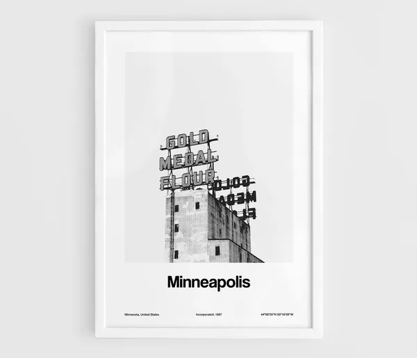 Minneapolis Gold Medal Flour Sign, Minimalist Art Print