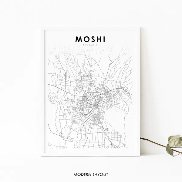 Moshi Tanzania Map Poster, Nursery Room Decor