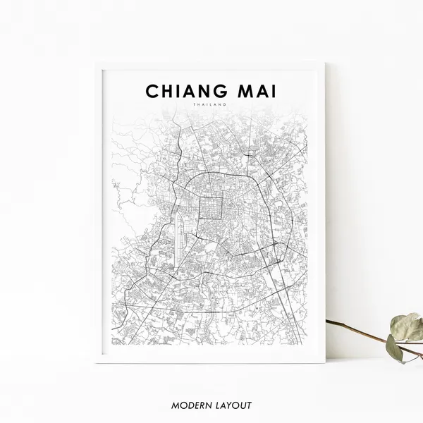 Chiang Mai Thailand Map Art Print, City Map Poster
