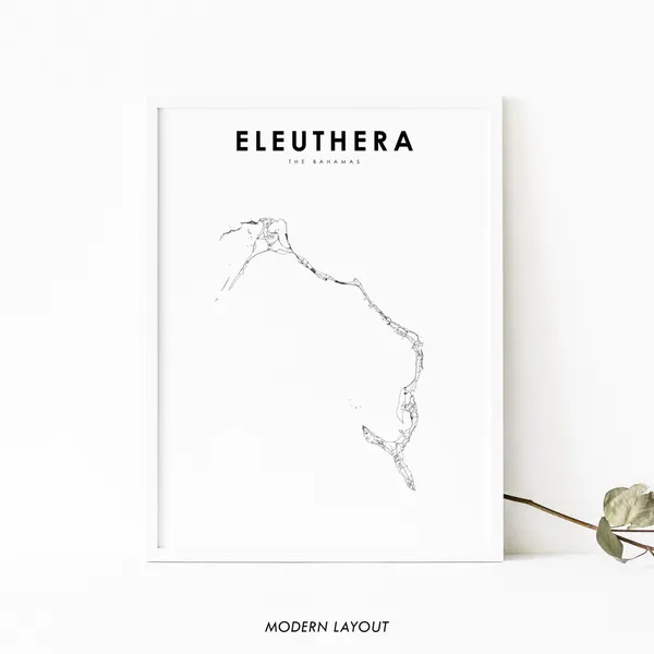 Eleuthera The Bahamas Map Poster, Nursery Decor