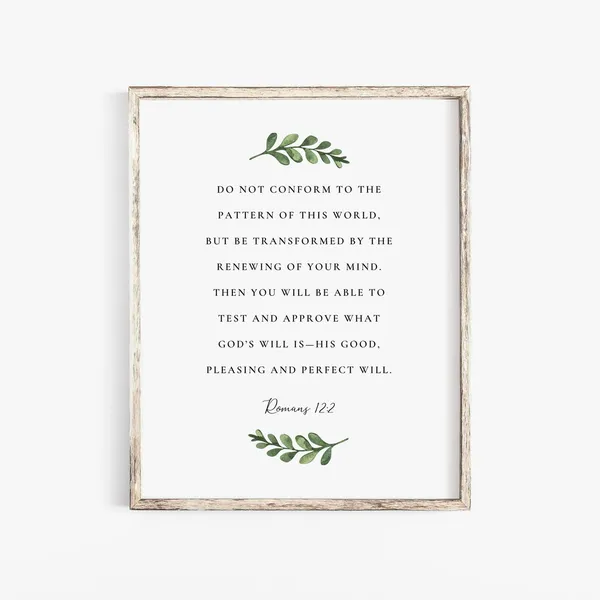 Romans 12:2 Botanical Scripture Art Print