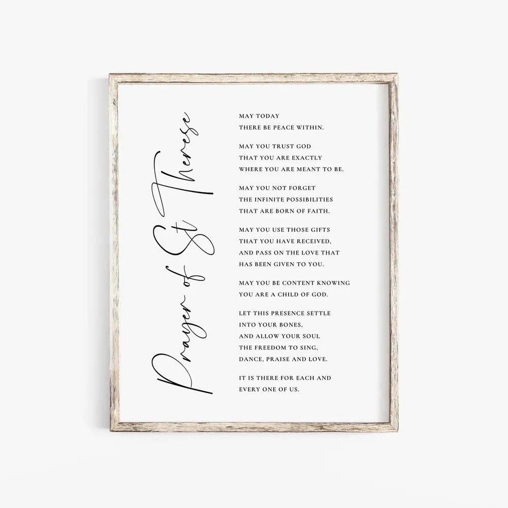 Prayer Of St. Therese Catholic Prayer Art Print