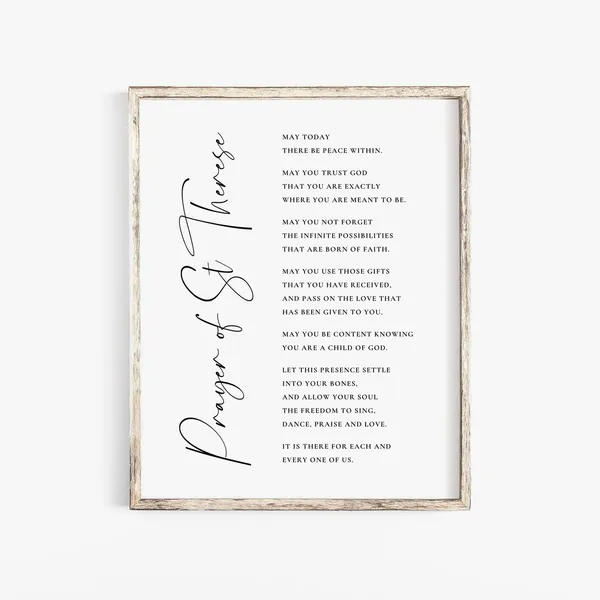 Prayer Of St. Therese Catholic Prayer Art Print