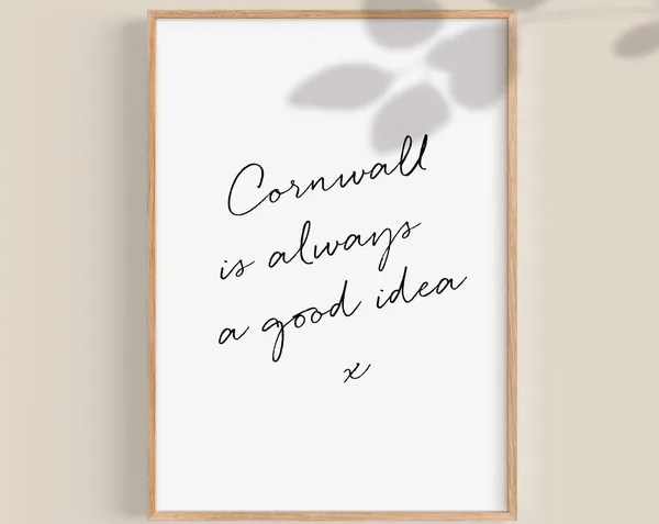 Cornwall Minimal Travel Poster, UK Wall Art Print