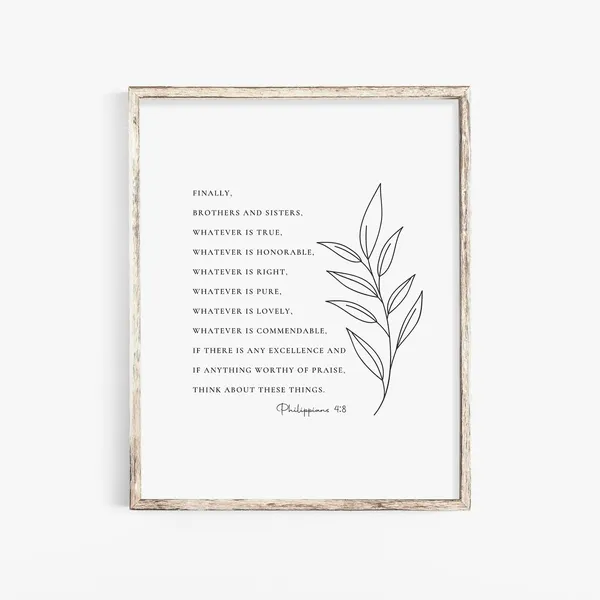 Philippians 4:8 Whatever Is True Scripture Art Print