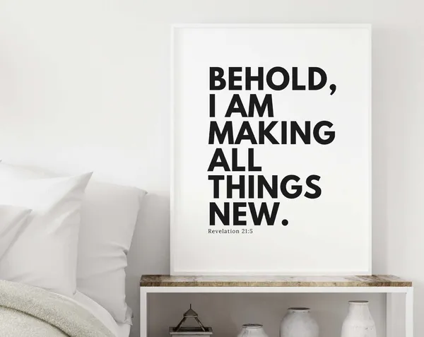 Revelation 21:5 Minimal Scripture Poster Art Print
