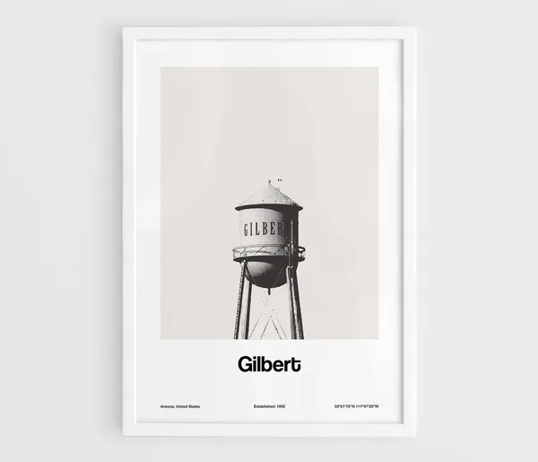 Gilbert Arizona Water Tower, Minimalist City Art Print