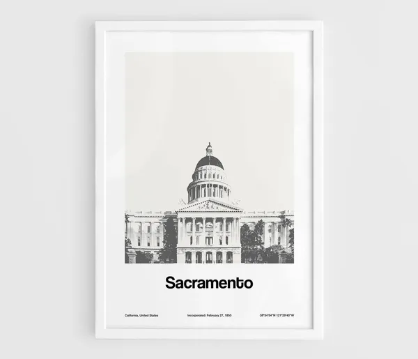 Sacramento State Capitol Skyline, Downtown Art Print