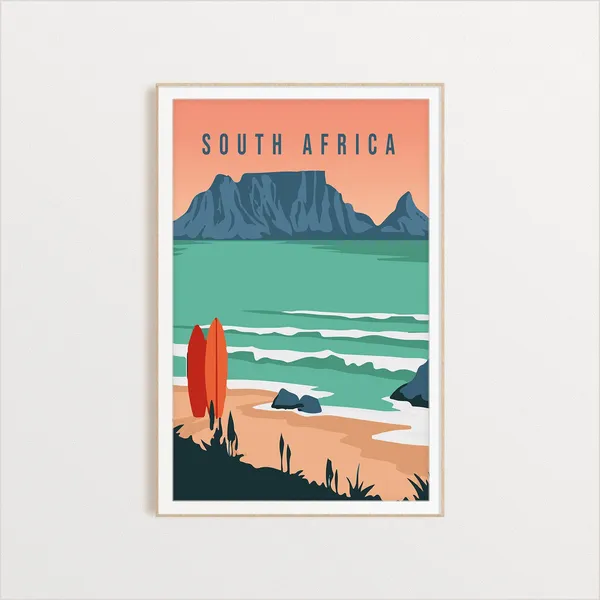 South Africa Country Poster, Travel Art Print