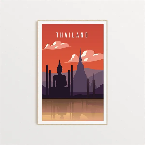 Thailand Country Poster, Travel Art Print
