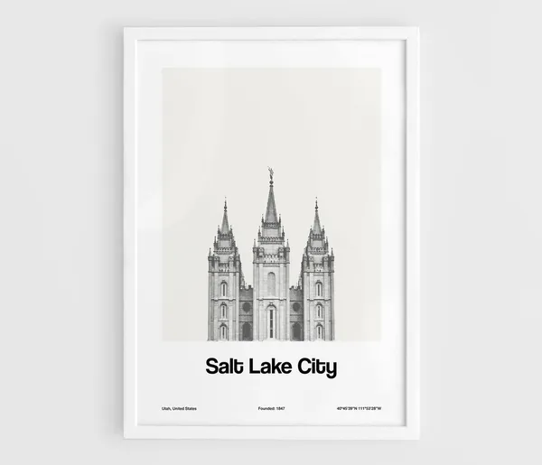 Salt Lake Temple Minimalist Travel Poster, Utah