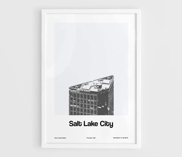 Salt Lake City Minimalist Skyline Art Print, Utah