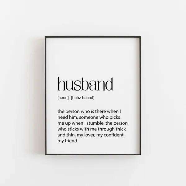 Husband Definition Birthday Wall Art, New Bedroom