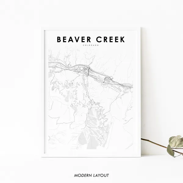 Beaver Creek Co Map Print, Colorado Travel Poster